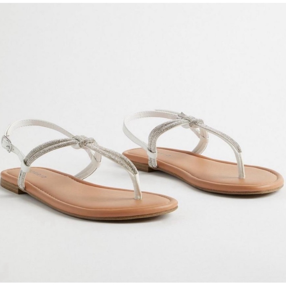 TORRID Embellished Knot T-Strap Sandal (WW): BROWN/WHITE: NEW WITH TAGS: 10.5WW